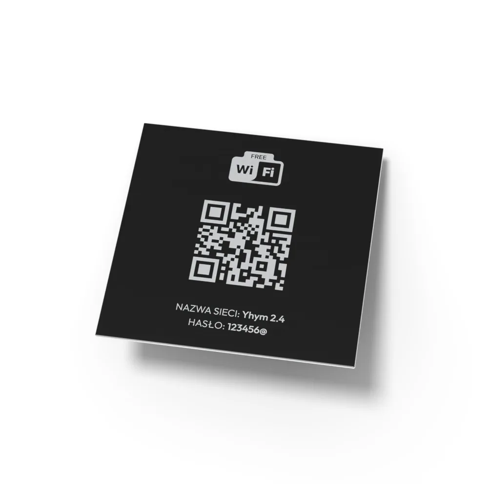 Szczotkowana stalowa tabliczka QR z ciemnym grawerem