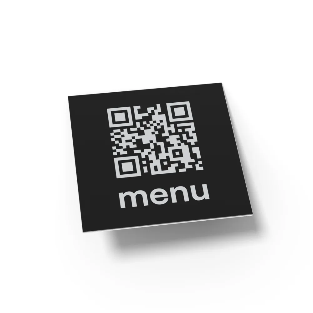 Czarna aluminiowa tabliczka QR do menu