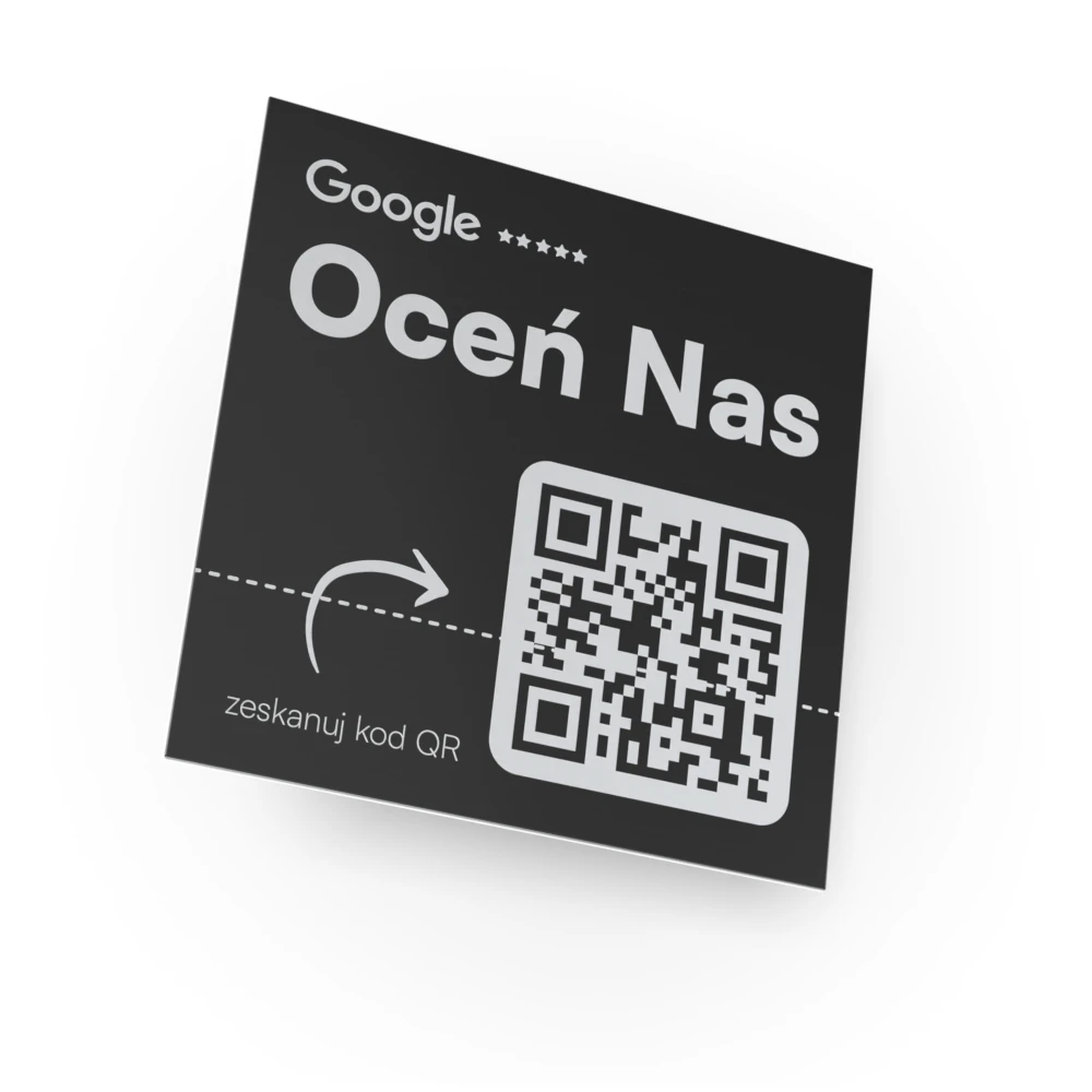 Czarna aluminiowa tabliczka QR do opinii Google
