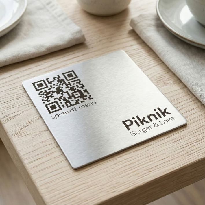 Tabliczka qr stalowa z grawerem