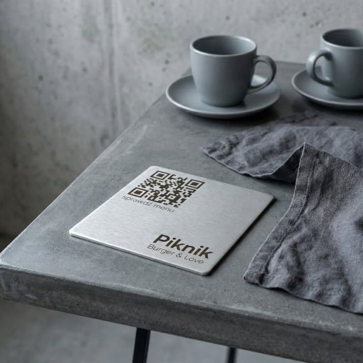 Stalowa tabliczka QR - wariant Steel